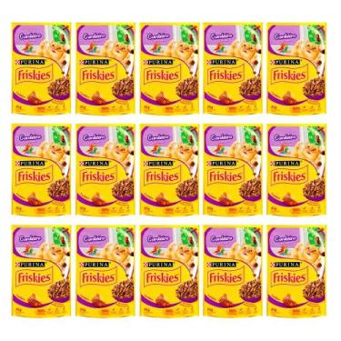 Imagem de Kit 15 Ração Úmida para Gatos Friskies Adultos Sabor Cordeiro ao Molho