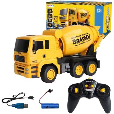 Imagem de Caminhão Betoneira de Controle Remoto Stem 6 Canais Faróis em LED Amarelo 1:18