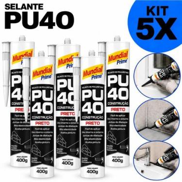 Imagem de Kit 5 Adesivo Selante PU Preto Mundial Prime 400ML, Único
