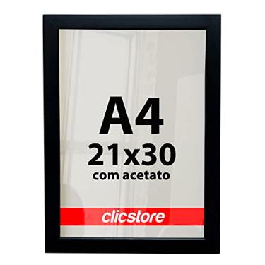 Imagem de Moldura 20x30Cm Com Acetato e Fundo Para Quadros Certificado Diplomas Cor:Preto