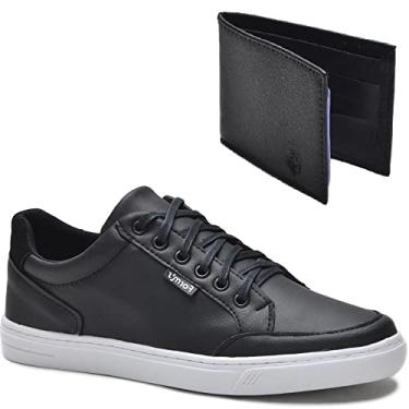 Imagem de Kit Tênis + Carteira Form's Masculino Couro Casual Cor:Preto;Tamanho:40
