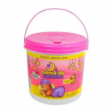 Imagem de Balde Lenço Umed Turma Do Soninho C/400 Un Rosa 17Cmx11cm