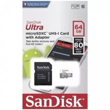 Imagem de Cartão De Memoria Sd Micro 64gb C10 80mb/s Sandisk Ultra