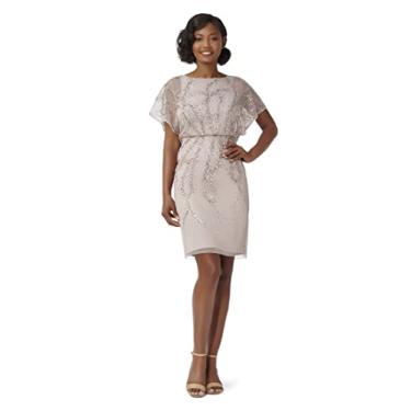 Imagem de Adrianna Papell Vestido feminino curto com contas, Mármore, 36