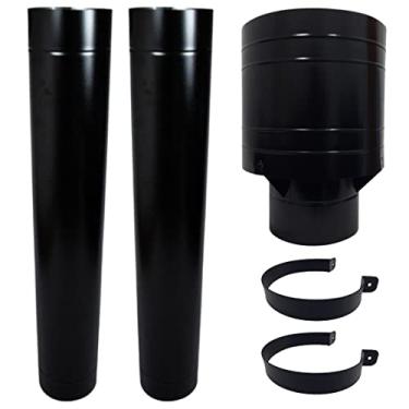 Imagem de Kit 2m Duto 150mm Chapeu Canhão Abraçadeiras, Forno Lareiras
