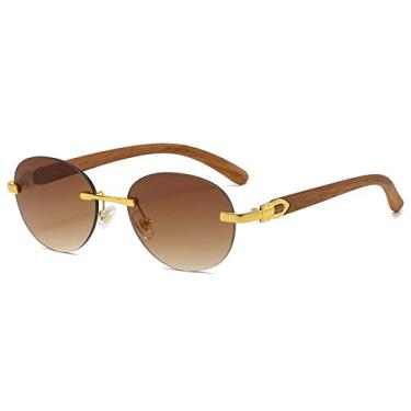 Imagem de Óculos de sol ovais sem aro feminino designer vintage UV400 óculos de sol masculino sem moldura moda óculos, 2A,A