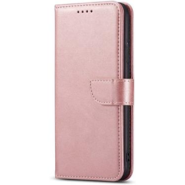 Imagem de HAODEE Capa de telefone flip de imitação de couro, para Apple iPhone 13 Mini capa 5,4 polegadas 2021 Folio Kickstand Case Wallet com porta-cartões (Cor: ouro rosa)