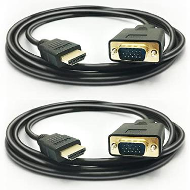 Imagem de PeoTRIOL Cabo HDMI para VGA, 1080p HDMI macho para VGA macho M/M cabo conversor de vídeo adaptador VGA compatível com desktop HDMI, laptop, DVD para projetor de monitor de 15 pinos D-SUB VGA HDTV (pacote com 2)