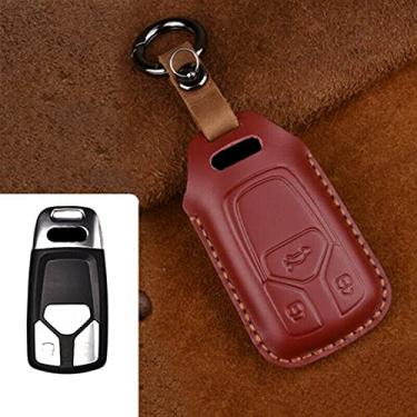 Imagem de YJADHU Chaveiro de couro masculino feminino chaveiro capa de chave de carro suporte de carro, apto para Audi A1 A3 A4 A5 Q7 A6 C5 C6,5