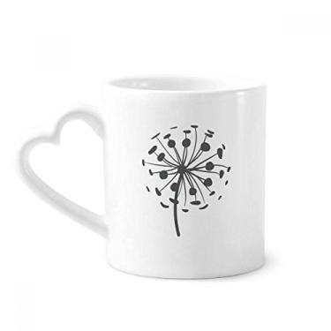 Imagem de Flores contorno dente-de-leão plantas caneca café cerâmica copo coração vidro