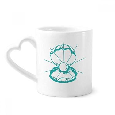 Imagem de Caneca de cerâmica com ilustração de vida marinha verde recortada, copo de coração de vidro