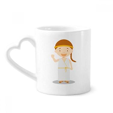 Imagem de Vestido longo branco Grécia Caneca de desenho animado café cerâmica copo de coração de vidro