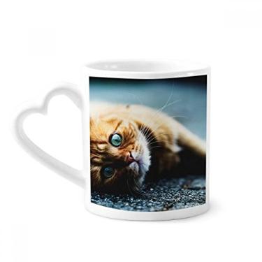 Imagem de Caneca de fotografia de gato de olho azul puro caneca de café cerâmica copo de coração de vidro