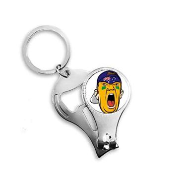 Imagem de Bandeira da Austrália Máscara Facial Cabeça Gritando Touca Alicate de Unha Chaveiro Abridor de Garrafas Cortador