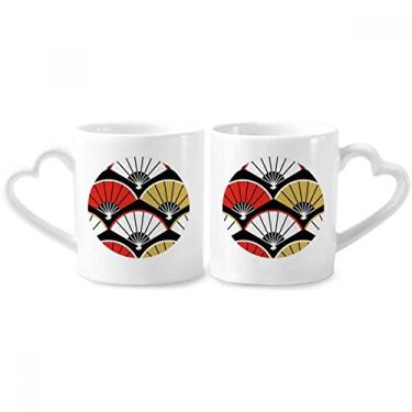 Imagem de Conjunto de canecas de porcelana para casais, vermelhas, pretas, douradas, de cerâmica, para amantes, coração