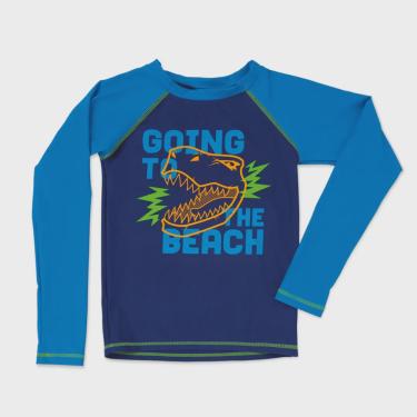 Imagem de Camiseta Infantil Azul Dinossauro ml com Proteção Solar Puket