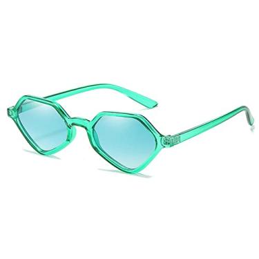 Imagem de Óculos de sol Polígono Vintage Feminino Retro Punk Cat Eye Óculos de Sol Feminino com Armação Pequena Óculos Óculos, C6 Verde, Verde, Tamanho Único