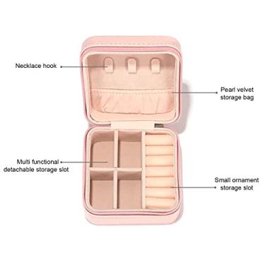 Imagem de DOYING Caixa de joias Caixa de armazenamento de joias Organizador de couro PU para colar Brinco Anéis Pulseira Ear Studs