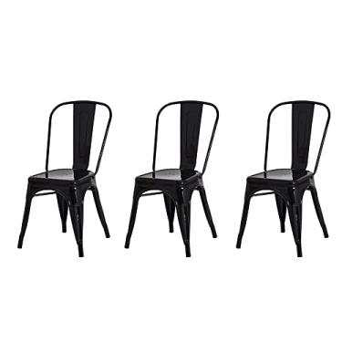 Imagem de Kit 3 Cadeiras para Restaurantes Bares Cozinha Eventos Tolix Iron Design Industrial Clássico Preta