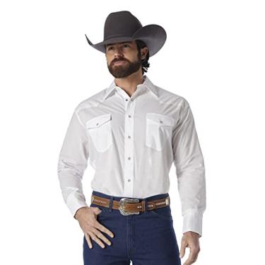 Imagem de Wrangler Camisa masculina de manga comprida esportiva Western Snap, Branco, XG