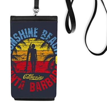 Imagem de Bolsa carteira para celular com estampa de ilustração de praia da Coconut Tree com bolso preto