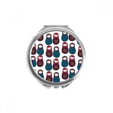 Imagem de Boneca Matrioska russa para meninos e meninas, espelho compacto, redondo, portátil, bolso de vidro