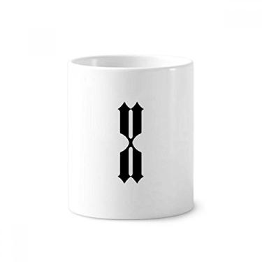 Imagem de Algarismos romanos Ten em silhueta preta porta-caneta escova de dentes caneca, suporte de cerâmica, copo lápis