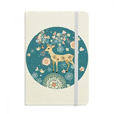 Imagem de Caderno de anotações clássico com estampa de flores e animais azuis oficiais em tecido rígido