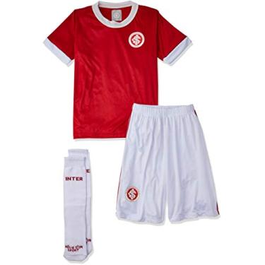 Imagem de Conjunto camiseta, shorts e meia Internacional, Rêve D'or Sport, Crianças, Vermelho/Branco, 3