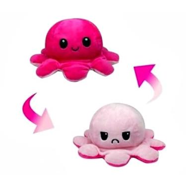 Imagem de Polvo De Pelúcia Azul Reversível Bravo Ou Feliz Humor Versão Importada Qualidade (Rosa)