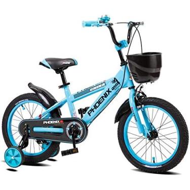 Imagem de Bicicleta Infantil Freestyle Menino Menina Bicicleta Infantil 3 Cores, 12", 14", 16", 18" Com Estabilizadores E Suporte Bicicleta,Azul,16in,HaoAMZ