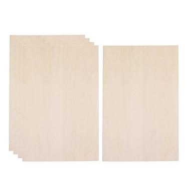 Imagem de Fancyes 5x Folhas de Basswood, Madeira Inacabada, Folhas Finas de Madeira Compensada para Artesanato, Casa Aeronave Barco Projetos de Artes e, 450x200x2mm