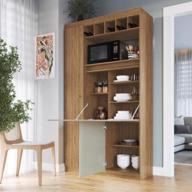 Imagem de Armário com Mesa Retrátil 3 Portas MU500 Decibal Naturalle Cristalo