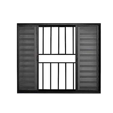 Imagem de Veneziana 6 Folhas de Correr C/Grade 1.00 X 1.00 Aluminio Preto Linha Modular - Hale