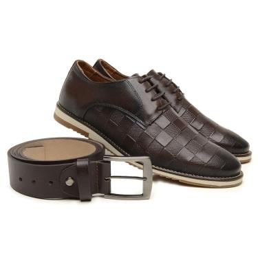 Imagem de Kit Sapato Oxford Com Cinto Básico LK Store Fecho Cadarço