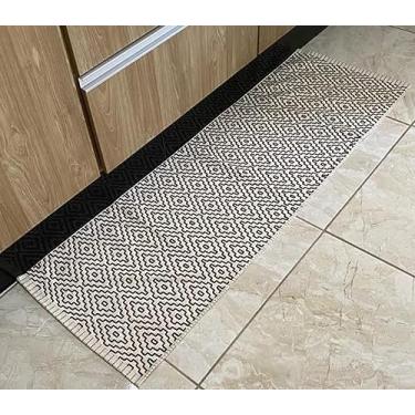 Imagem de Tapete Passadeira Algodão 140cm x 45cm Cairo Rústico Preto Bordado