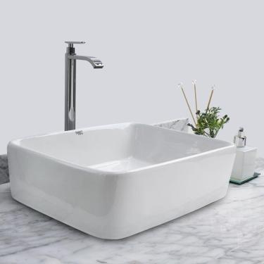 Imagem de Kit Cuba Pia Louça Cerâmica Banheiro C/ Torneira E Válv S13