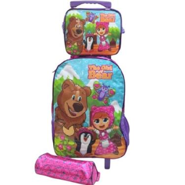 Imagem de Mochila de Rodinha Urso Boneca + Lancheira + Estojo Winth Roxo