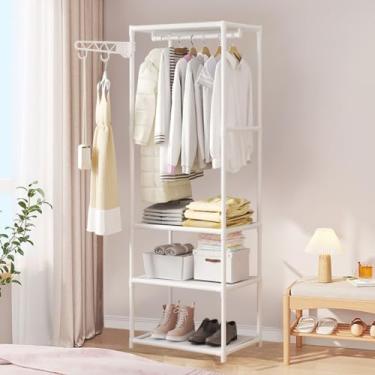 Imagem de Arara Cabideiro Organizador 3 Prateleiras Estante Suporte Multiuso Organizaçao Casa Quarto Closet Loja Branco