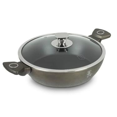 Imagem de Caçarola com Tampa de Vidro Antiadente com Triplo Revestimento de Marmore 3,8L 28cm Crystal Berlinger Haus