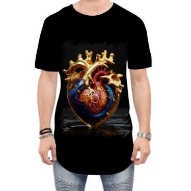 Imagem de Camiseta Longline Coração De Ouro Líquido Gold Heart 7 - Kasubeck Stor