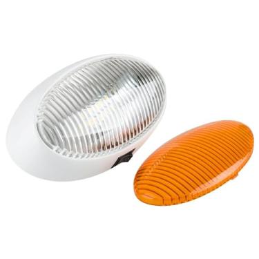 Imagem de Lumitronics Luz utilitária de varanda oval LED RV 12V com interruptor liga/desliga - lentes transparentes e âmbar - para motorhomes, campistas, trailers, 5ª rodas (branca)
