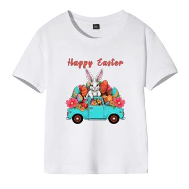 Imagem de Camiseta de manga curta com babados, coelhinho fofo, algodão, camisetas regatas de algodão, Wh2, 6-8 Anos