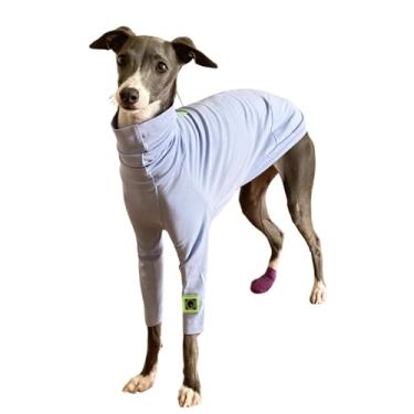 Imagem de Greyhound Clothes - Camisas para cães de algodão gola rolê macacão de duas pernas moletom elástico respirável manga longa body para galgo italiano chicote deerhound bedlington terrier (azul, tamanho