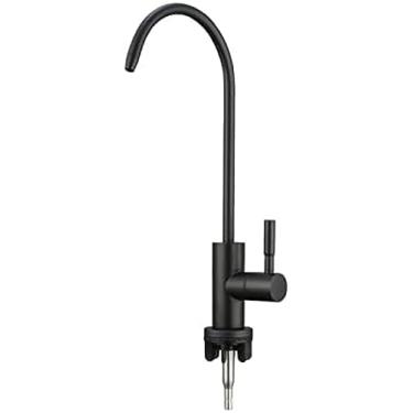 Imagem de Torneiras de cozinha torneira do filtro de água, torneira de água potável de pescoço de ganso preto torneira de cozinha de aço inoxidável