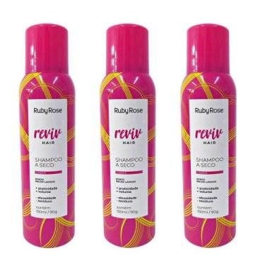 Imagem de Shampoo A Seco Ruby Rose Reviv Hair Cassis C/3 150ml