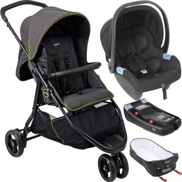 Imagem de Carrinho com Moises Bebe Conforto Base Burigotto CR3 Gray Neon