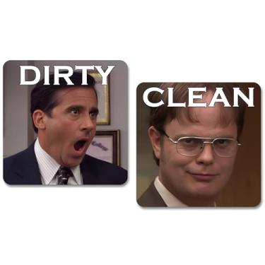 Imagem de DUNGGLE Lava-louças: Indicador de sinal limpo e sujo, máquina de lavar louça de cozinha dupla face, geladeira, flip com placa