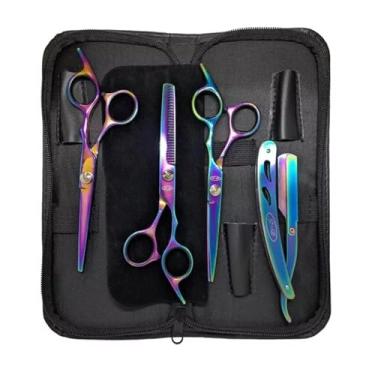 Imagem de Kit Barbeiro Aço Inox Cabeleireiro Tesouras Navalha Pentes Barbearia Corte Masculino Profissional Barbeiro Cabeleireiro - Upshop (Tesoura Boreal)