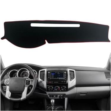 Imagem de KEEGTBOX Capa de painel de painel de console central interior personalizado compatível com Toyota Tacoma Pickup 2005-2015 Capa de tapete de painel acessórios (aro vermelho)